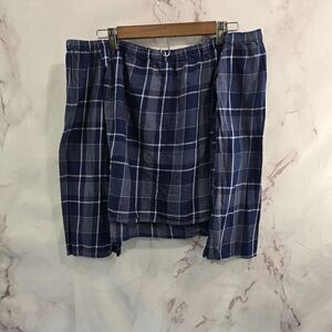 Cloth Stone Shirt Women Small Navy Blue Off Shoulder Check Plaid Slit Picnic